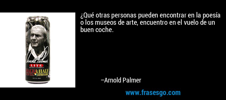 ¿Qué otras personas pueden encontrar en la poesía o los museos de arte, encuentro en el vuelo de un buen coche. – Arnold Palmer