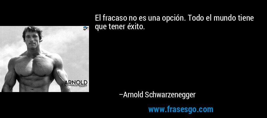 El fracaso no es una opción. Todo el mundo tiene que tener éxito. – Arnold Schwarzenegger