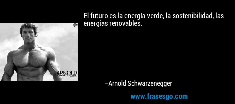 El futuro es la energía verde, la sostenibilidad, las energías renovables. – Arnold Schwarzenegger