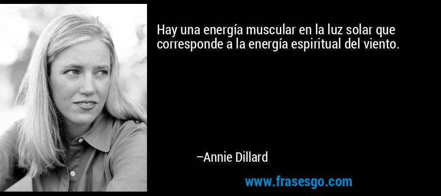 Hay una energía muscular en la luz solar que corresponde a la energía espiritual del viento. – Annie Dillard