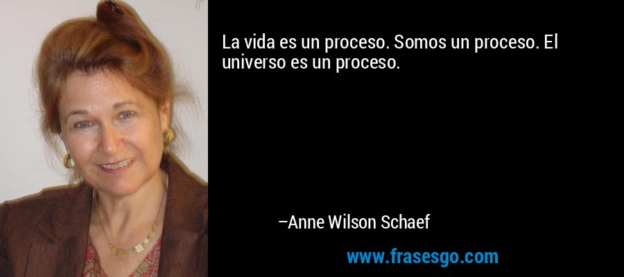 La vida es un proceso. Somos un proceso. El universo es un proceso. – Anne Wilson Schaef
