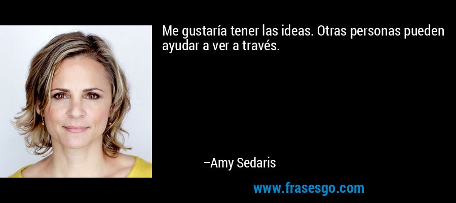 Me gustaría tener las ideas. Otras personas pueden ayudar a ver a través. – Amy Sedaris