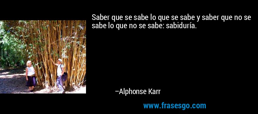 Saber que se sabe lo que se sabe y saber que no se sabe lo que no se sabe: sabiduría. – Alphonse Karr