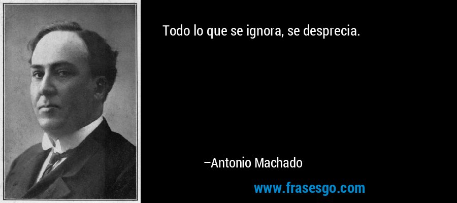 Todo lo que se ignora, se desprecia. – Antonio Machado