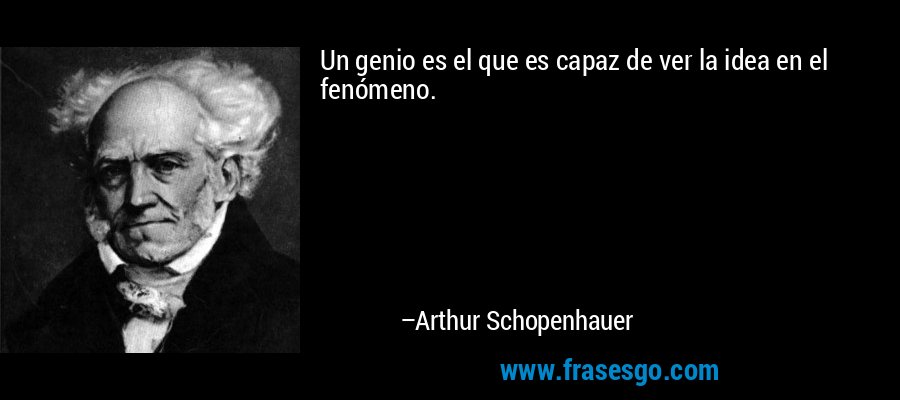 Un genio es el que es capaz de ver la idea en el fenómeno. – Arthur Schopenhauer