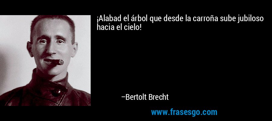 ¡Alabad el árbol que desde la carroña sube jubiloso hacia el cielo! – Bertolt Brecht
