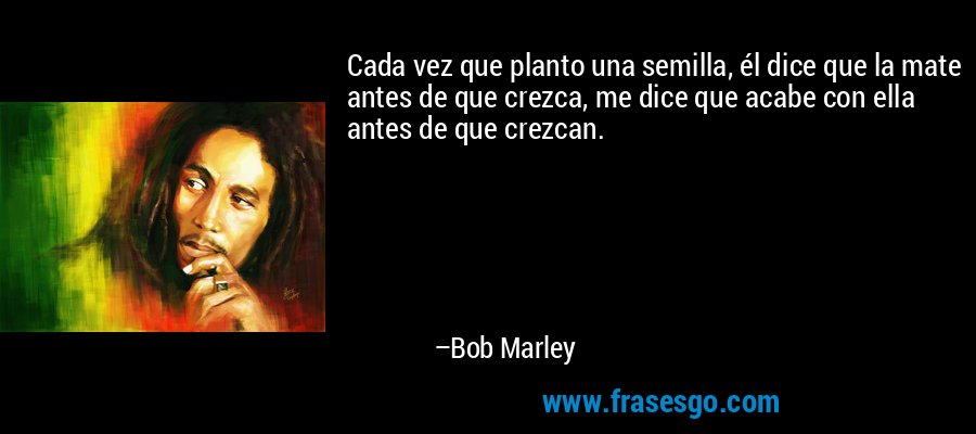 Cada vez que planto una semilla, él dice que la mate antes de que crezca, me dice que acabe con ella antes de que crezcan. – Bob Marley