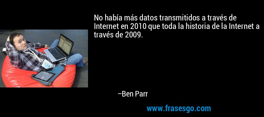 No había más datos transmitidos a través de Internet en 2010 que toda la historia de la Internet a través de 2009. – Ben Parr