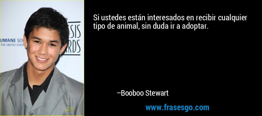 Si ustedes están interesados ​​en recibir cualquier tipo de animal, sin duda ir a adoptar. – Booboo Stewart