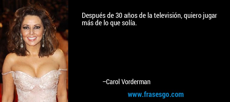 Después de 30 años de la televisión, quiero jugar más de lo que solía. – Carol Vorderman