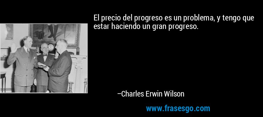 El precio del progreso es un problema, y ​​tengo que estar haciendo un gran progreso. – Charles Erwin Wilson