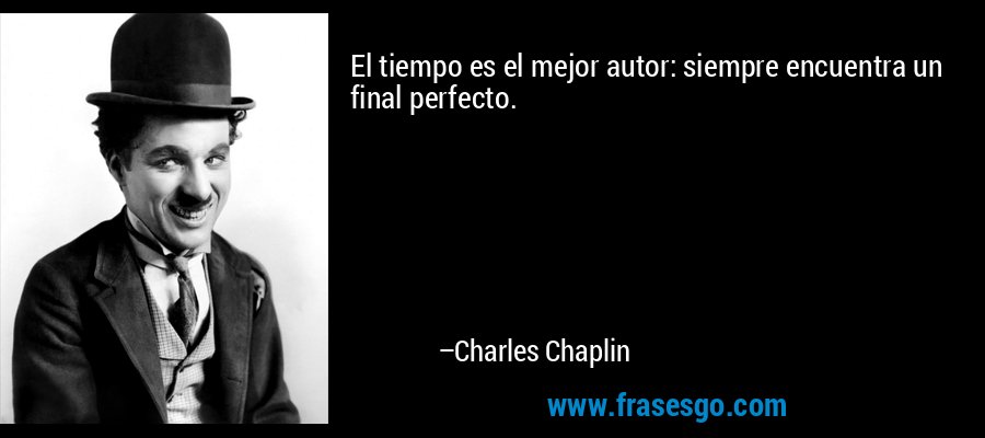 El tiempo es el mejor autor: siempre encuentra un final perfecto. – Charles Chaplin