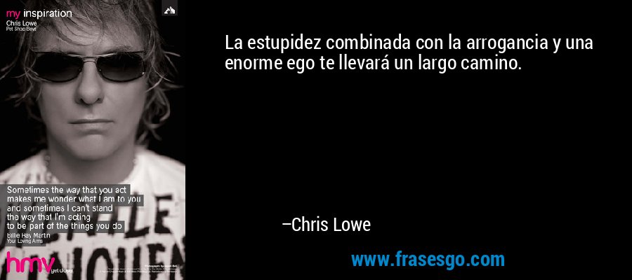 La estupidez combinada con la arrogancia y una enorme ego te llevará un largo camino. – Chris Lowe