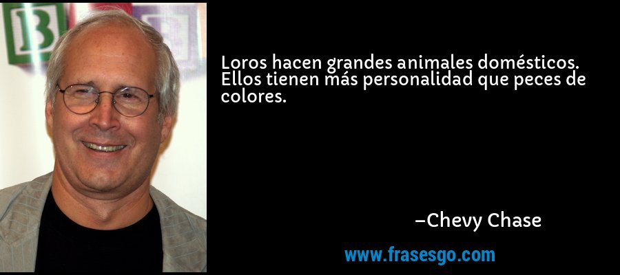 Loros hacen grandes animales domésticos. Ellos tienen más personalidad que peces de colores. – Chevy Chase