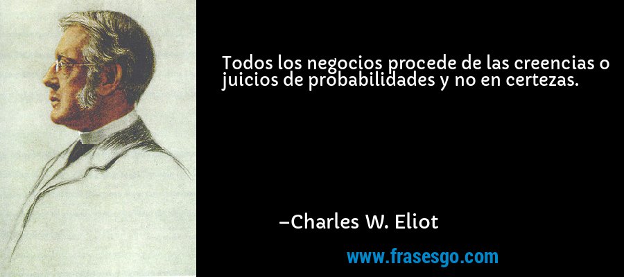 Todos los negocios procede de las creencias o juicios de probabilidades y no en certezas. – Charles W. Eliot