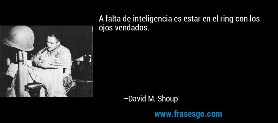 A falta de inteligencia es estar en el ring con los ojos vendados. – David M. Shoup