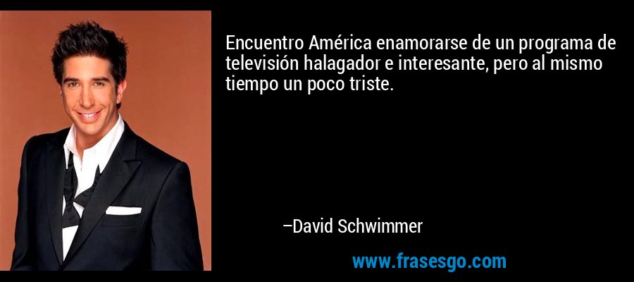 Encuentro América enamorarse de un programa de televisión halagador e interesante, pero al mismo tiempo un poco triste. – David Schwimmer