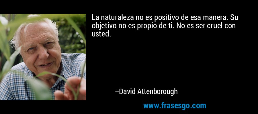 La naturaleza no es positivo de esa manera. Su objetivo no es propio de ti. No es ser cruel con usted. – David Attenborough