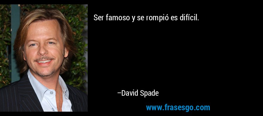 Ser famoso y se rompió es difícil. – David Spade
