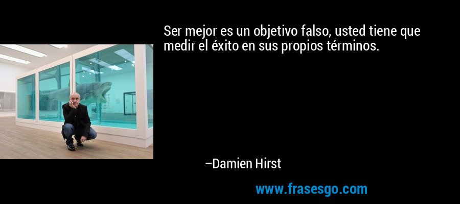 Ser mejor es un objetivo falso, usted tiene que medir el éxito en sus propios términos. – Damien Hirst
