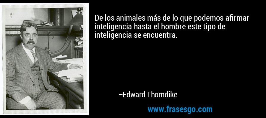 De los animales más de lo que podemos afirmar inteligencia hasta el hombre este tipo de inteligencia se encuentra. – Edward Thorndike