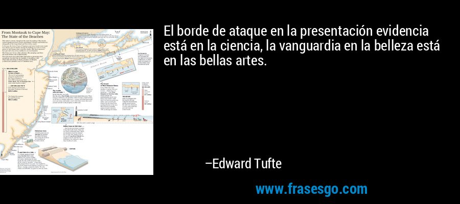 El borde de ataque en la presentación evidencia está en la ciencia, la vanguardia en la belleza está en las bellas artes. – Edward Tufte