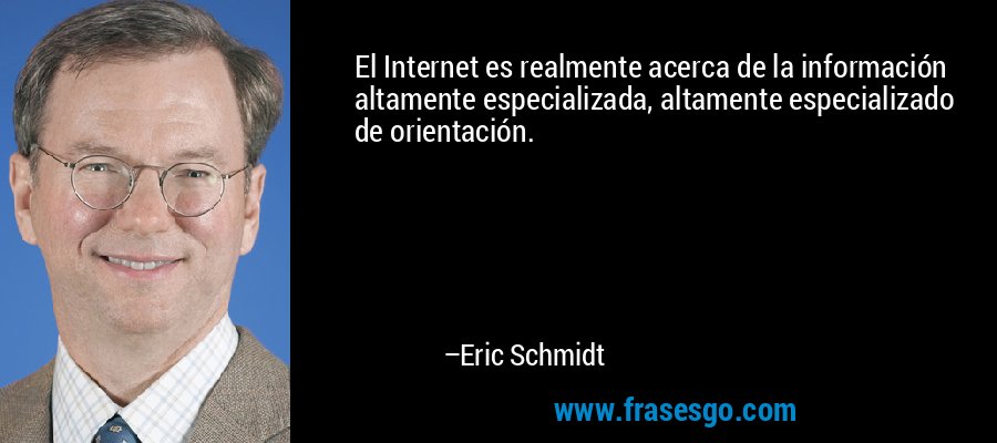 El Internet es realmente acerca de la información altamente especializada, altamente especializado de orientación. – Eric Schmidt