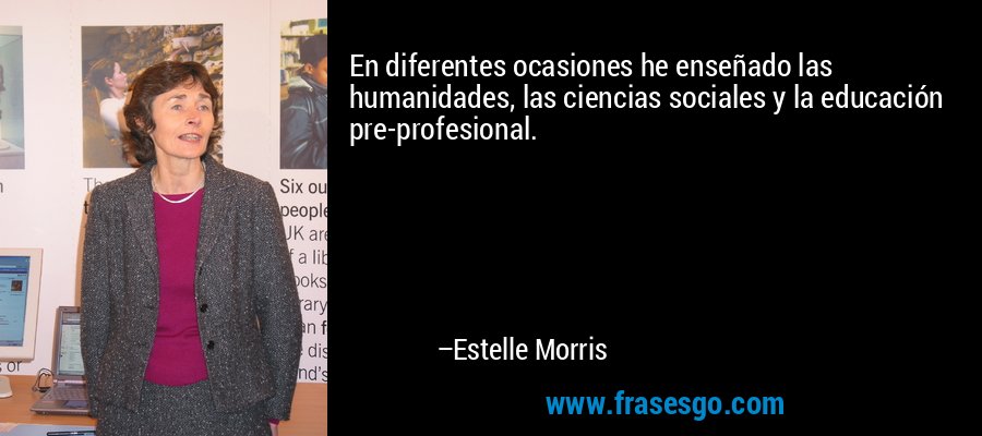 En diferentes ocasiones he enseñado las humanidades, las ciencias sociales y la educación pre-profesional. – Estelle Morris