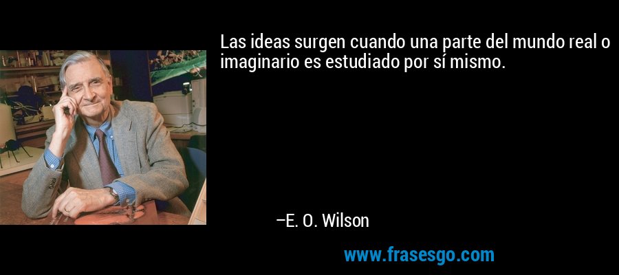 Las ideas surgen cuando una parte del mundo real o imaginario es estudiado por sí mismo. – E. O. Wilson