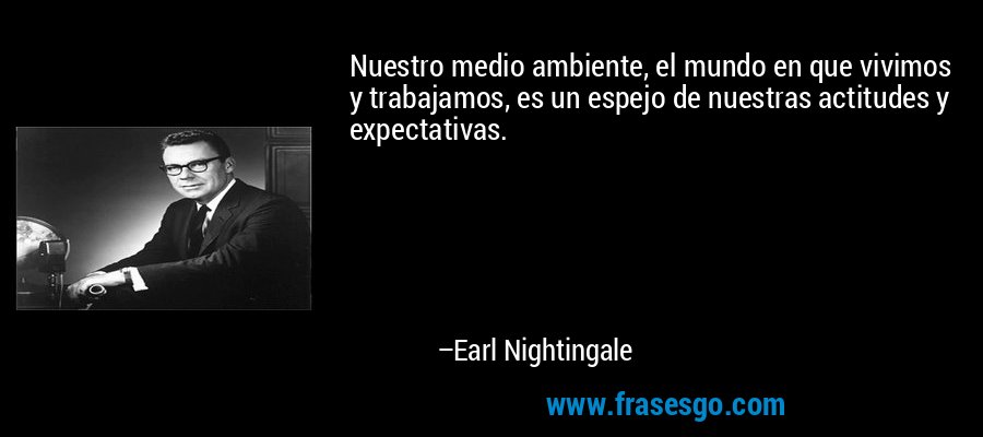 Nuestro medio ambiente, el mundo en que vivimos y trabajamos, es un espejo de nuestras actitudes y expectativas. – Earl Nightingale