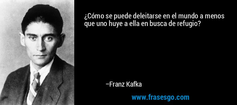 ¿Cómo se puede deleitarse en el mundo a menos que uno huye a ella en busca de refugio? – Franz Kafka