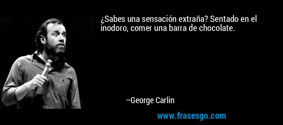 ¿Sabes una sensación extraña? Sentado en el inodoro, comer una barra de chocolate. – George Carlin