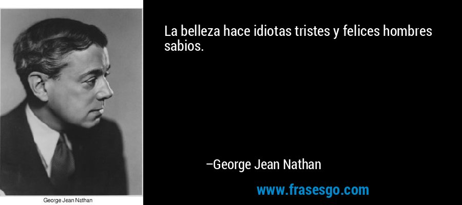 La belleza hace idiotas tristes y felices hombres sabios. – George Jean Nathan
