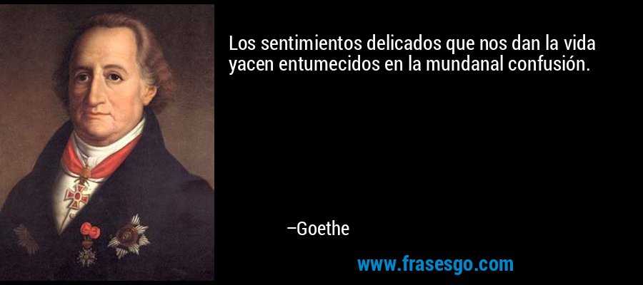 Los sentimientos delicados que nos dan la vida yacen entumecidos en la mundanal confusión. – Goethe