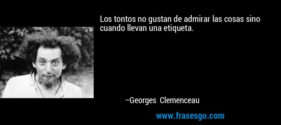 Los tontos no gustan de admirar las cosas sino cuando llevan una etiqueta. – Georges Clemenceau