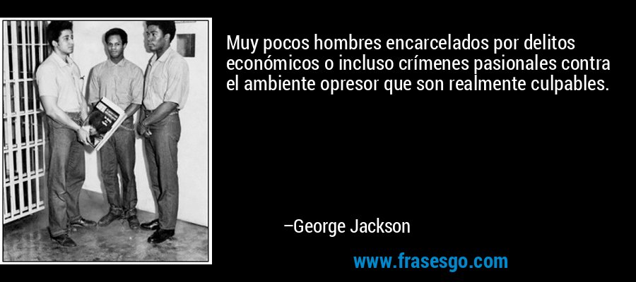 Muy pocos hombres encarcelados por delitos económicos o incluso crímenes pasionales contra el ambiente opresor que son realmente culpables. – George Jackson
