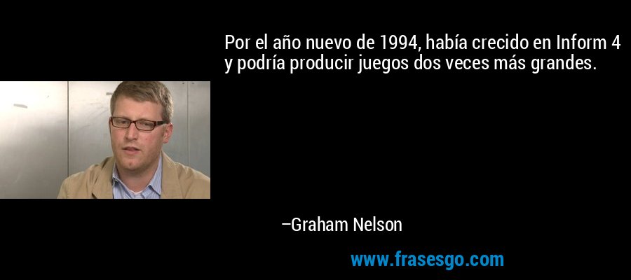 Por el año nuevo de 1994, había crecido en Inform 4 y podría producir juegos dos veces más grandes. – Graham Nelson