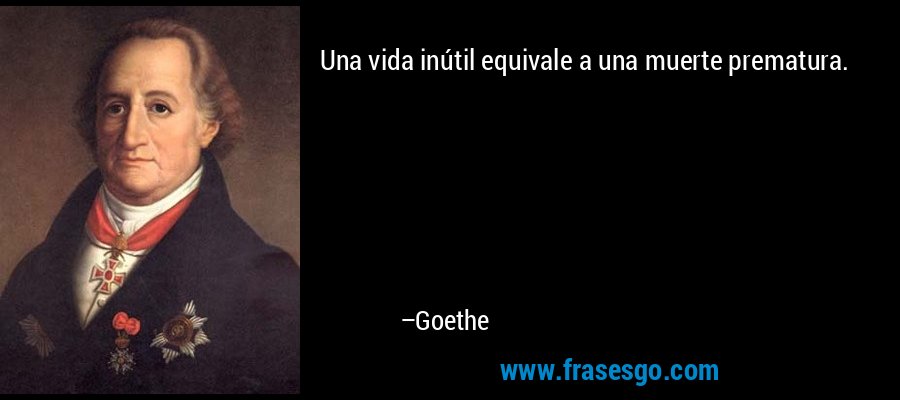Una vida inútil equivale a una muerte prematura. – Goethe