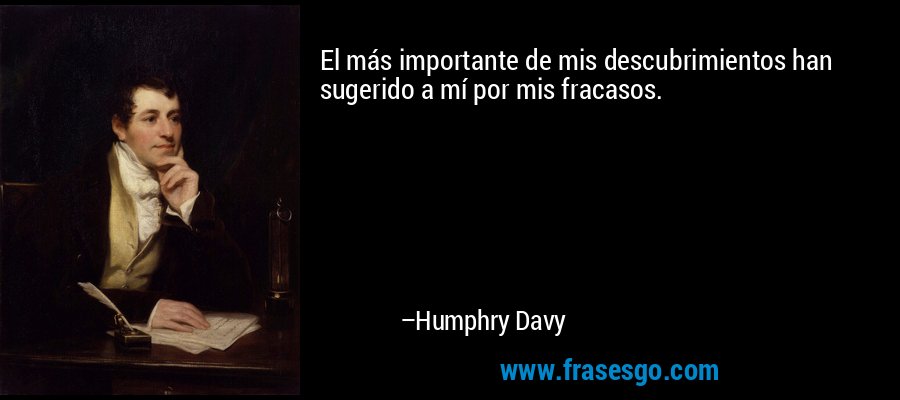 El más importante de mis descubrimientos han sugerido a mí por mis fracasos. – Humphry Davy