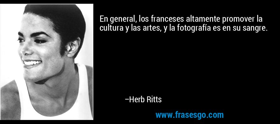 En general, los franceses altamente promover la cultura y las artes, y la fotografía es en su sangre. – Herb Ritts