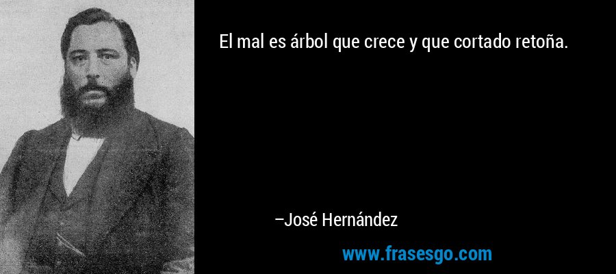 El mal es árbol que crece y que cortado retoña. – José Hernández