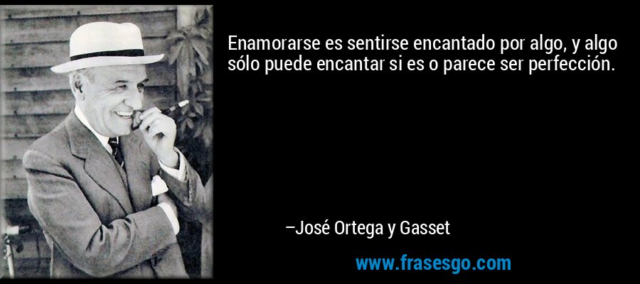 Enamorarse es sentirse encantado por algo, y algo sólo puede encantar si es o parece ser perfección. – José Ortega y Gasset