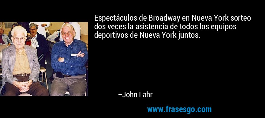 Espectáculos de Broadway en Nueva York sorteo dos veces la asistencia de todos los equipos deportivos de Nueva York juntos. – John Lahr