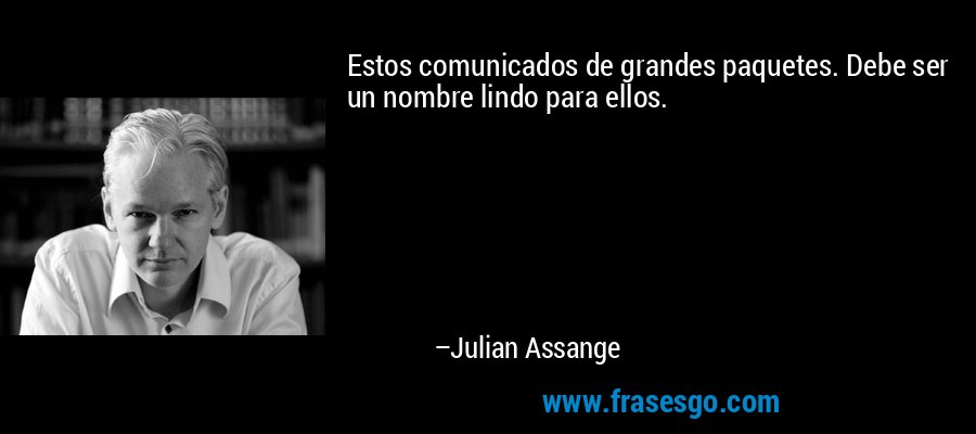 Estos comunicados de grandes paquetes. Debe ser un nombre lindo para ellos. – Julian Assange