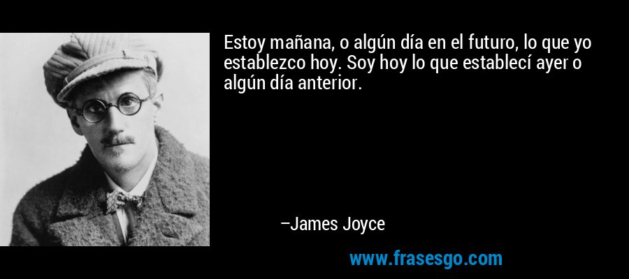 Estoy mañana, o algún día en el futuro, lo que yo establezco hoy. Soy hoy lo que establecí ayer o algún día anterior. – James Joyce