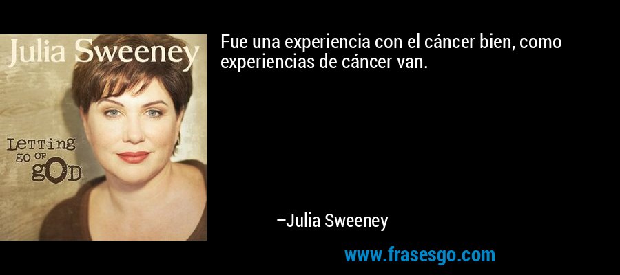 Fue una experiencia con el cáncer bien, como experiencias de cáncer van. – Julia Sweeney