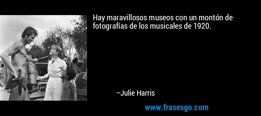 Hay maravillosos museos con un montón de fotografías de los musicales de 1920. – Julie Harris