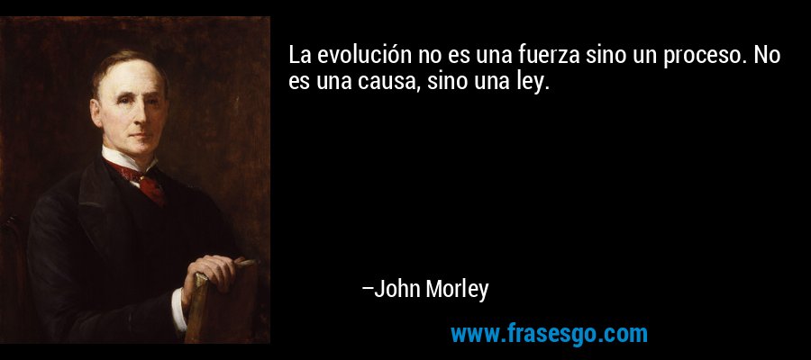 La evolución no es una fuerza sino un proceso. No es una causa, sino una ley. – John Morley