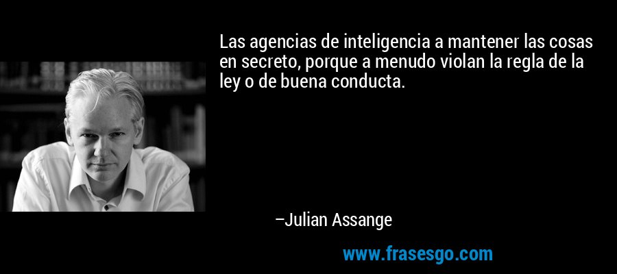 Las agencias de inteligencia a mantener las cosas en secreto, porque a menudo violan la regla de la ley o de buena conducta. – Julian Assange