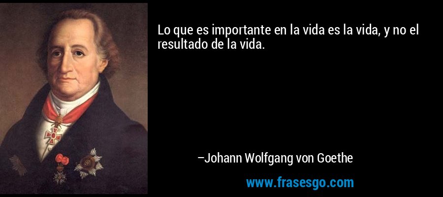 Lo que es importante en la vida es la vida, y no el resultado de la vida. – Johann Wolfgang von Goethe